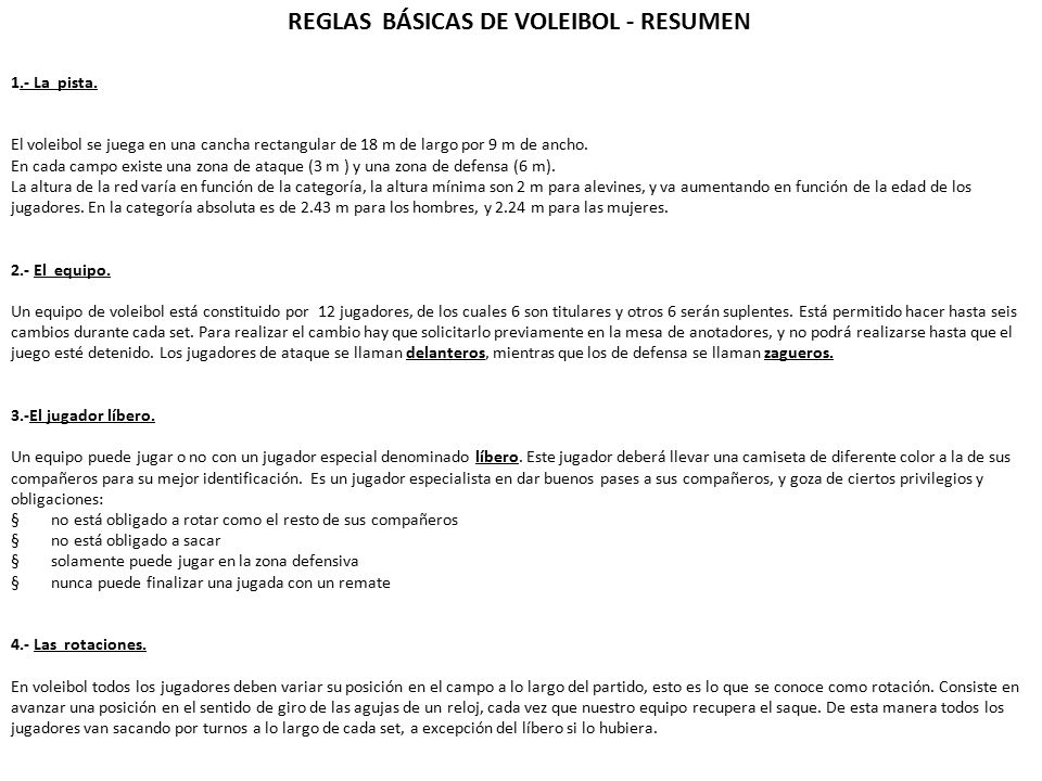 reglamento de voley para niños